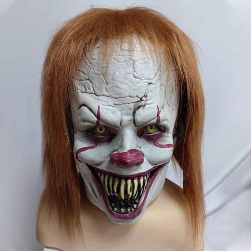 万圣节恐怖小丑pennywise面具头套欧美新款回魂小丑乳胶面具