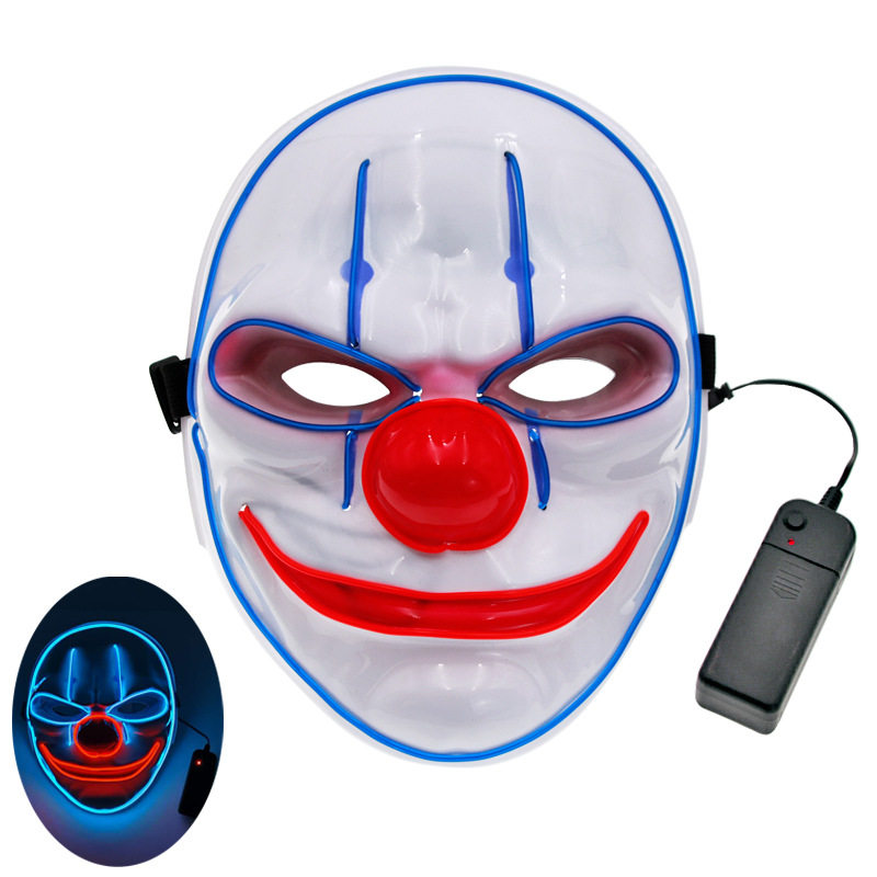 JOKER小丑LED发光面具万圣节荧光表演出鬼脸面罩COS同款