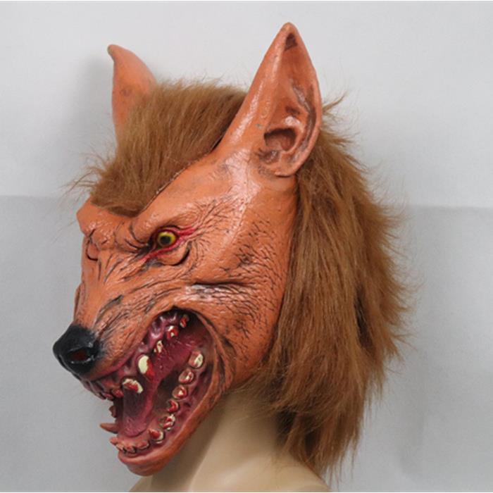 万圣节面具 恐怖魔鬼化装舞会道具黄鼠狼面具 全套头狼头头套