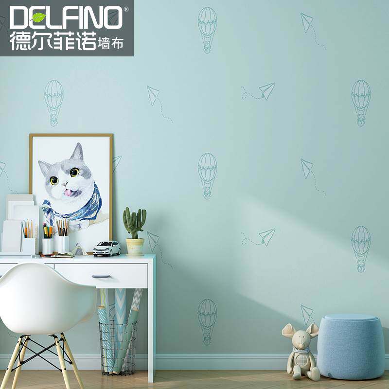 德尔菲诺无缝墙布现代简约卧室客厅儿童房男女孩卡通气球飞机壁布