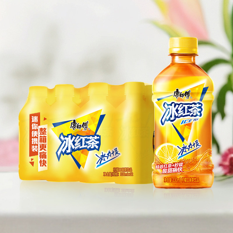 康师傅冰红茶330ml/瓶经典柠檬味冰红茶休闲解渴风味饮料商用批发图片