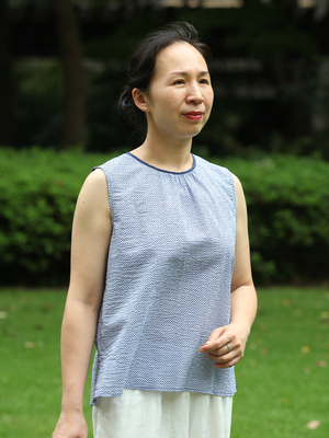 微波▲夏季女款全棉盐缩背心 山北记棉无袖T恤 圆领上衣女