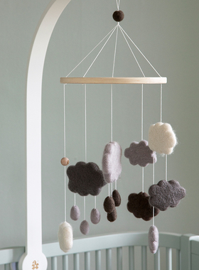 丹麦Sebra床铃木质支架新生儿宝宝安抚床铃玩具进口婴儿床配件