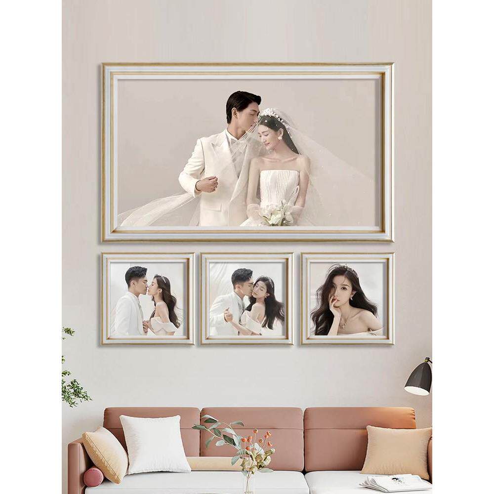 婚纱照相框挂墙定制照片墙组合洗照片做成结婚照放大48寸打印画框