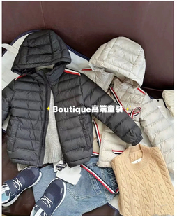 25冬季新款童装MC徽章彩色织带儿童羽绒夹克外套男童夹克羽绒服