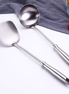 304不锈钢砂光锅铲炒菜套装 煎铲漏汤勺 家用酒店盛汤日用厨具