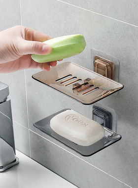 透明沥水皂盒 粘贴壁挂式皂架卫生间塑料香皂架香皂盒 53g