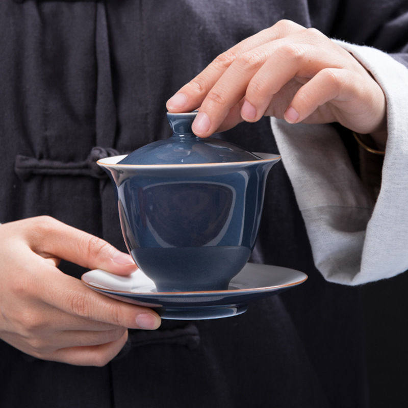 德化陶瓷白瓷三才盖碗不烫手大号色釉功夫茶具茶碗敬茶杯定制,餐饮具,盖碗,淘宝优惠券,粉丝福利购,淘宝优惠卷