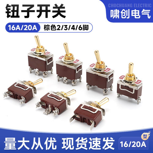 黄铜钮子开关金色手柄摇臂2346脚