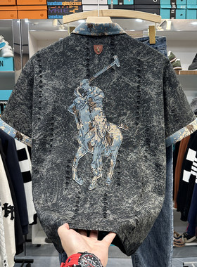 高端刺绣破洞polo衫男款夏季2026新款翻领半袖短袖t恤男士上衣服