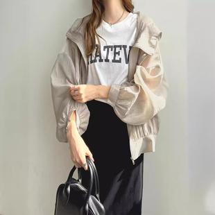 日系新款 时尚 轻薄连帽防晒衣服女夏季 防紫外线遮阳防晒衫