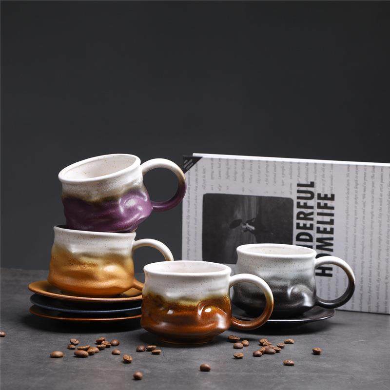 窑变异形咖啡杯碟套装创意复古陶瓷杯不规则马克杯手工拿铁咖啡杯,餐饮具,马克杯,淘宝优惠券,粉丝福利购,淘宝优惠卷