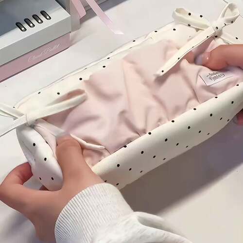韩系波点笔袋笔盒高颜值ins风大