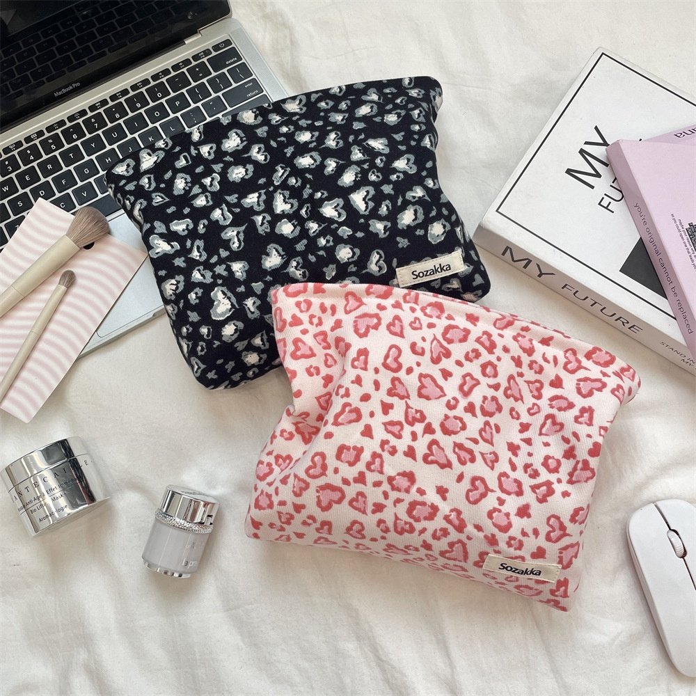 58103 灯芯绒豹纹化妆包ins印花口红包大容量便携式收纳包手拿包,收纳整理,化妆箱/盒,淘宝优惠券,粉丝福利购,淘宝优惠卷