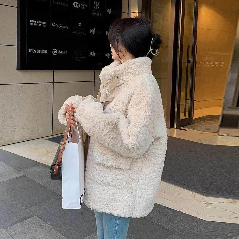妤朵丽茉法式时尚羊羔毛外套女2025冬季新款韩版加厚皮毛一体上衣