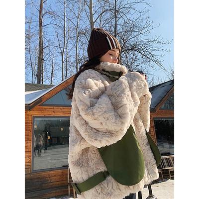 CHLENADY高端羊羔毛外套女高级感冬加厚立领宽松设计感獭兔毛皮草