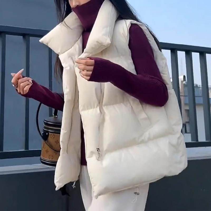 欧洲站羽绒棉马甲女外穿2025新款秋冬高级感宽松加厚背心坎肩外套