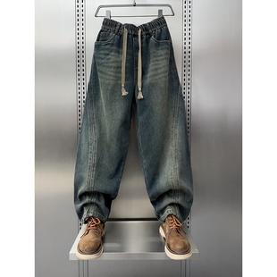 男宽松韩版 阔腿牛仔裤 老爹裤 休闲直筒美式 Home 覆古弯刀裤 Daily