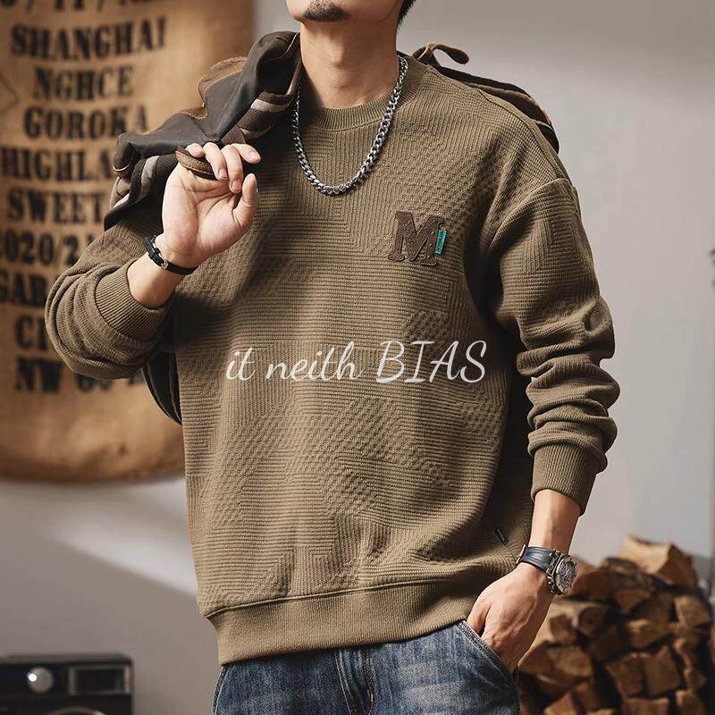 it neith BIAS美式卫衣男秋冬季复古长袖外套重磅提花休闲打底衫