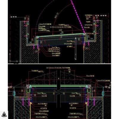 阳光房民宿客栈屋顶防水天窗CAD施工图节点图大样图剖面图详图