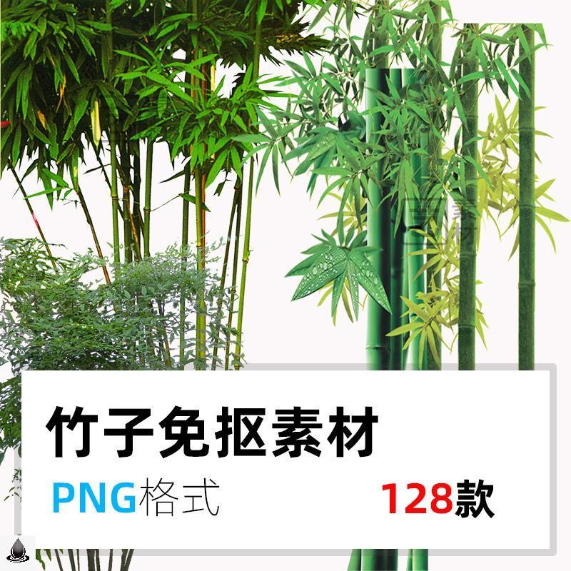 建筑景观效果图中式园林竹子ps后期素材立面植物素材png免抠素材