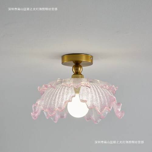 法式奶油风清透花瓣卧室吊灯床头玄关吧台过道吸顶吊线餐厅灯