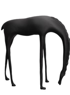 新中式创意铸铁马摆件低头鹿样板房玄关客厅书房家居软装饰品摆设