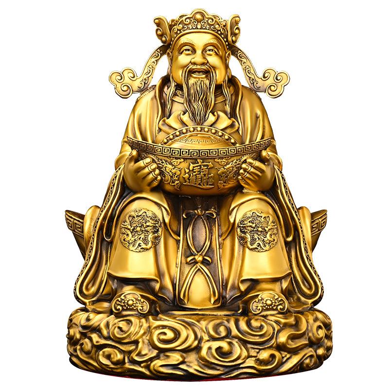 铜财神爷摆件纯铜元宝财神大号文财神爷佛像家用客厅店铺开业乔迁