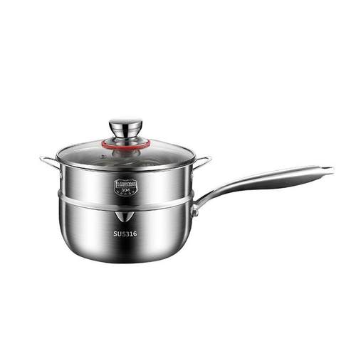 日式雪平锅316不锈钢奶锅宝宝辅食锅家用无涂层不粘煮面小锅汤锅