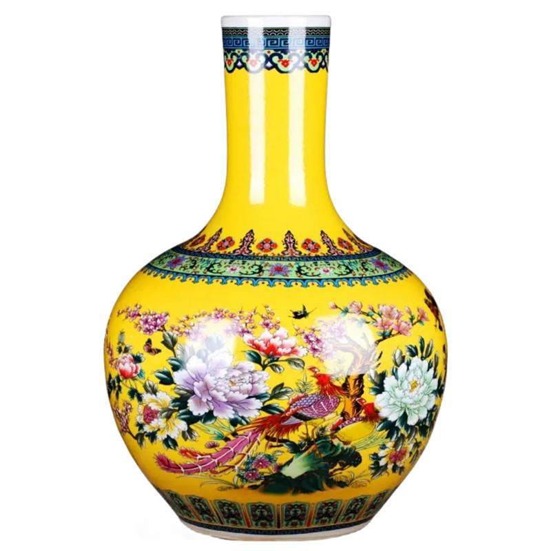 景德镇陶瓷器落地大花瓶插花器客厅家用珐琅彩花鸟摆件办公室装饰,橡塑材料及制品,工业陶瓷,淘宝优惠券,粉丝福利购,淘宝优惠卷
