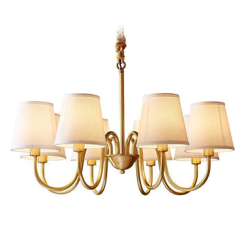 全铜美式客厅吊灯轻奢复古布艺卧室餐厅灯乡村田园别墅护眼吊灯,家装灯饰光源,智能吊灯,淘宝优惠券,粉丝福利购,淘宝优惠卷