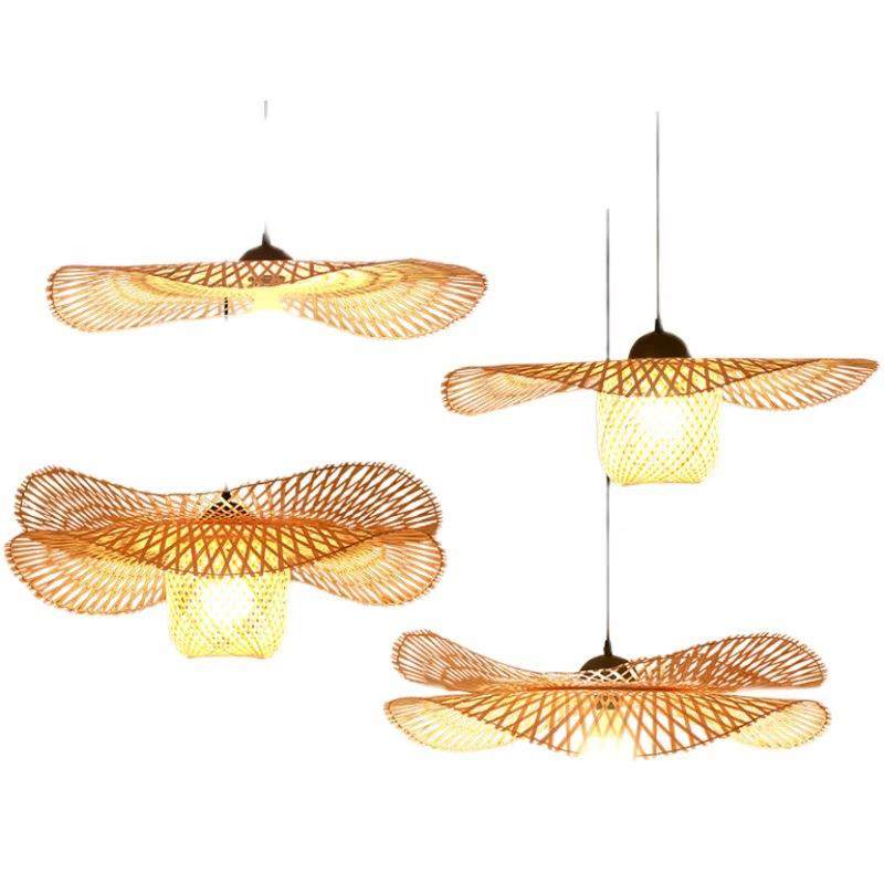 竹编日式创意艺术多头装饰荷叶餐厅中式饭店茶室大厅古典片片吊灯,家装灯饰光源,智能吊灯,淘宝优惠券,粉丝福利购,淘宝优惠卷