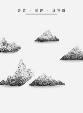 新中式假山摆件样板房禅意枯山水造景软装饰品办公室现代简约摆设