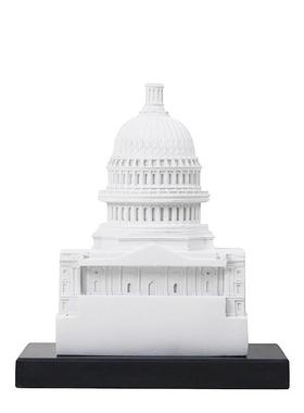 简约现代建筑摆件大理石底座亚克力罩雕塑浮雕样板房书房客厅饰品