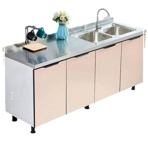 不锈钢橱柜厨房储物柜家用经济型全钢一体整体简易组装收纳厨房柜