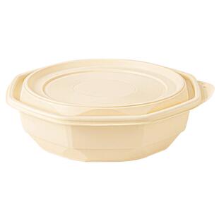 打包盒带盖圆形玉米淀粉外卖食品级快餐盒2000ml一次性餐盒大