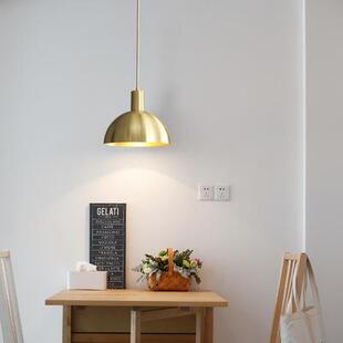 北欧全铜单头吊灯床头灯卧室灯玄关过道餐厅灯个性纯铜吧台小吊灯