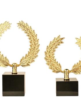 欧式麦穗高级感大理石摆件创意家居客厅办公室玄关工艺品礼品