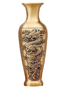 黄铜龙凤呈祥花瓶家居客厅电视柜店铺装饰礼品一对花瓶工艺品摆件