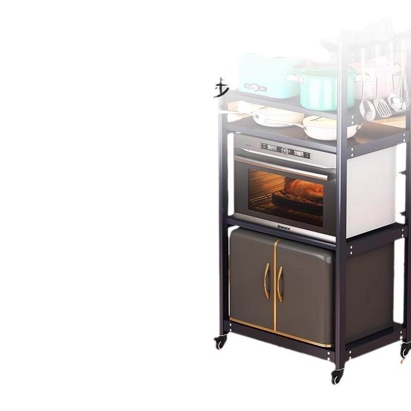 三层厨房微波炉置物架落地多层嵌入式大尺寸蒸烤箱洗碗机收纳架子