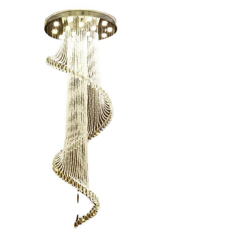 元华复式楼楼梯水晶大吊灯现代简约别墅旋转水晶长吊灯酒店大堂灯,家装灯饰光源,智能吊灯,淘宝优惠券,粉丝福利购,淘宝优惠卷