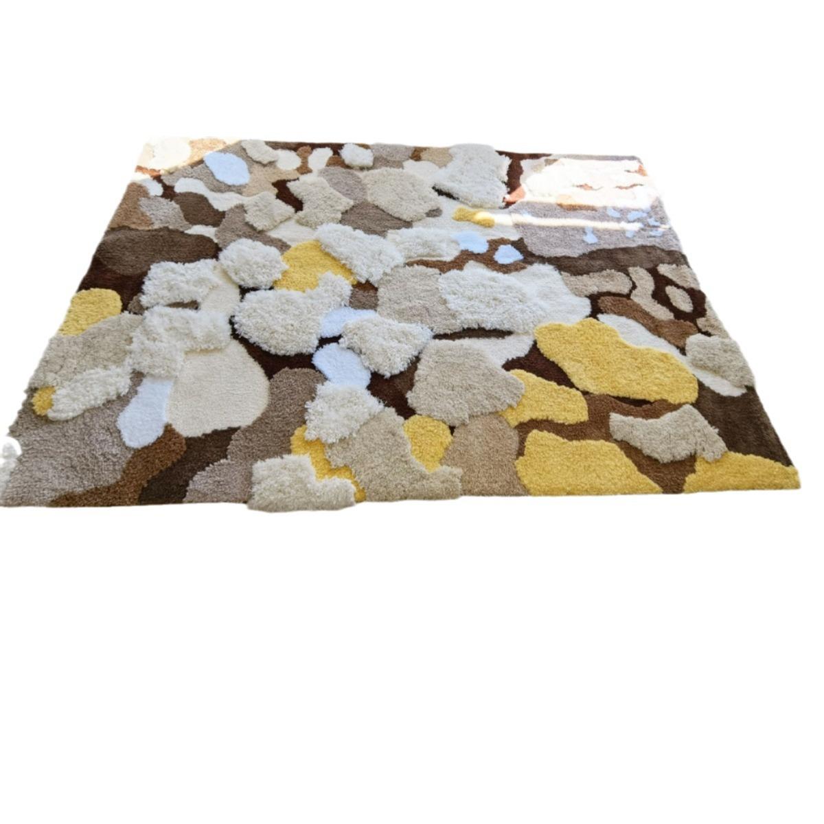苔藓地毯客厅茶几毯子高毛簇绒编织3D简约侘寂风卧室地垫立体编织