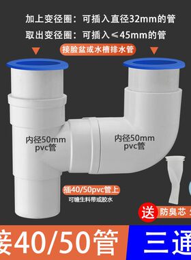 洗衣池双盆大理石下水三通