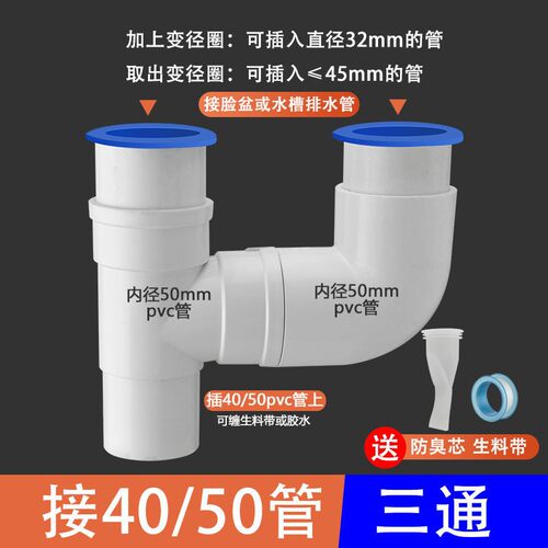 洗衣池双盆大理石下水三通