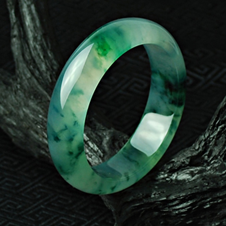 手镯墨绿翡翠天然a冰种飘花玉器玉石玉镯子女款玉