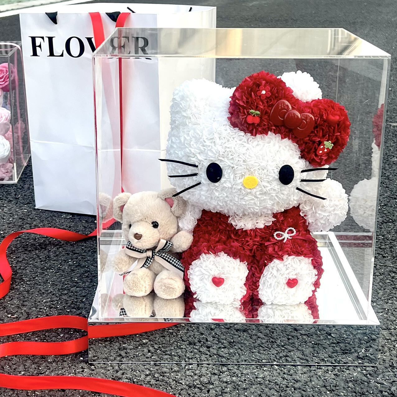情人节礼物小熊Kitty送女朋友永生花hellokitty可爱KT猫玩偶摆件