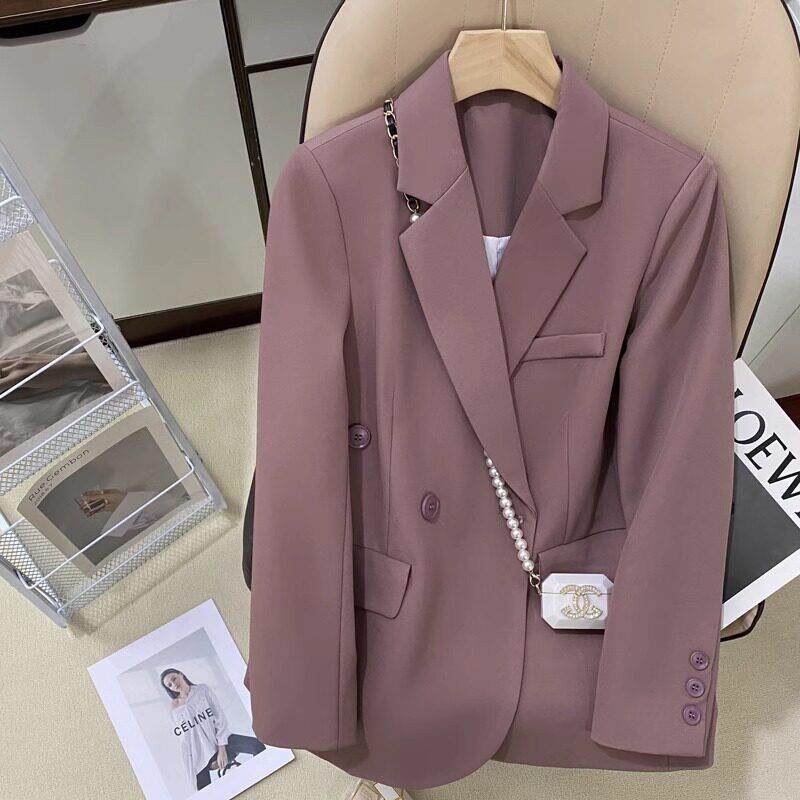 LILY MOST复古暖紫色西装外套女2025高级设计感小众通勤气质西服