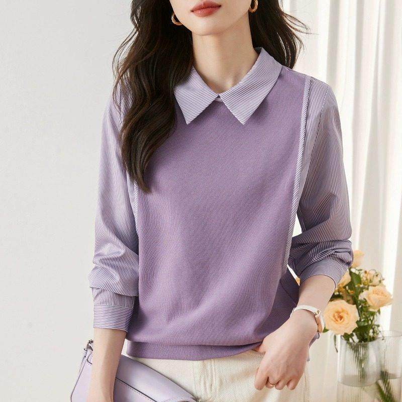 Canary Kiss假两件紫色卫衣女2025春秋新款时尚洋气百搭长袖上衣,女装/女士精品,时尚防晒服,淘宝优惠券,粉丝福利购,淘宝优惠卷