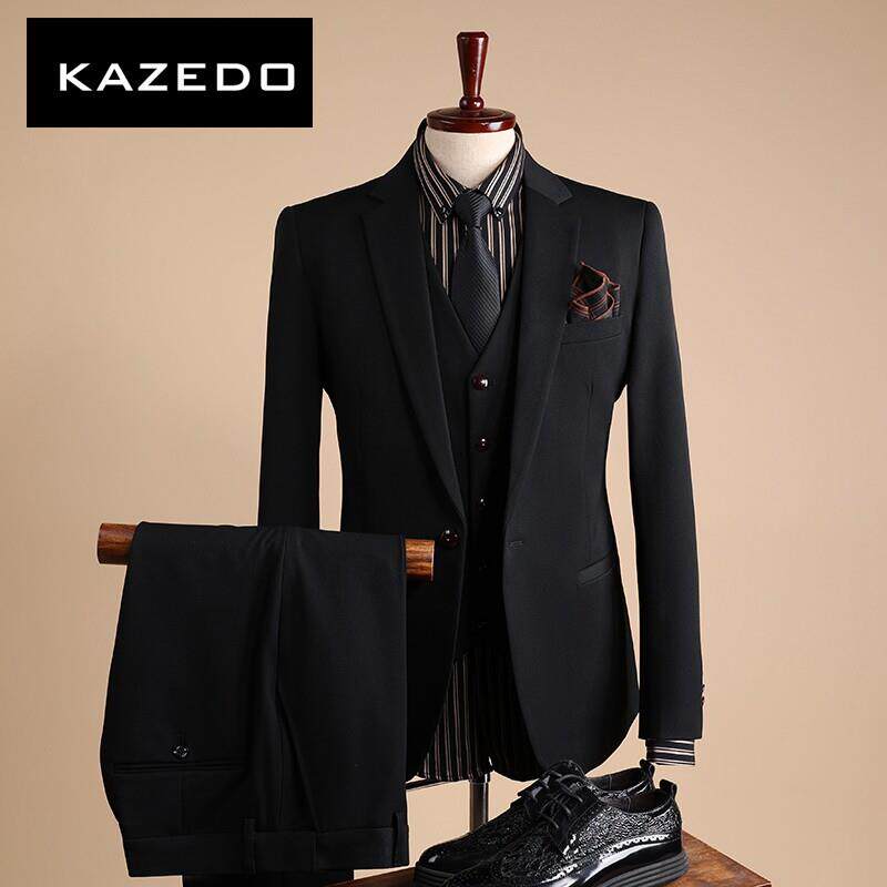 Kazedo西服套装男士三件套商务正装韩版修身西装伴郎新郎结婚礼服