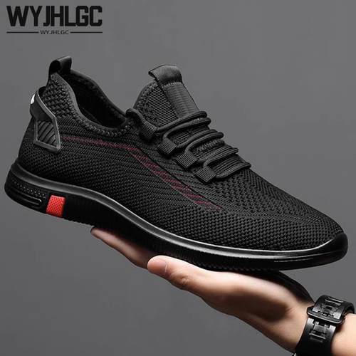 男鞋夏季新款飞织透气网面镂空男士休闲鞋中年软底轻便防滑运动鞋